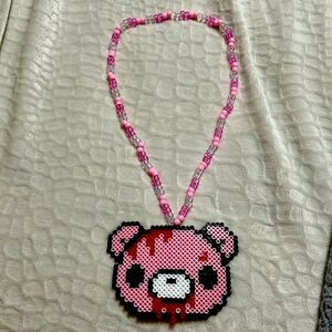 GLOOMY BEAR FACE BEADED NECKLACE